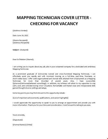 mapping technician cover letter template