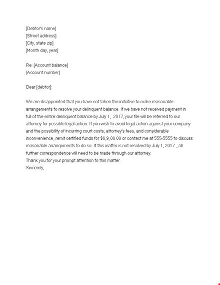effective collection letter template for debt recovery - attorney approved template