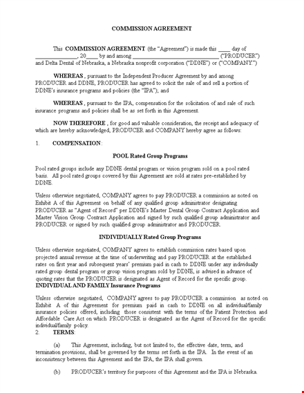 commission agreement template in word template