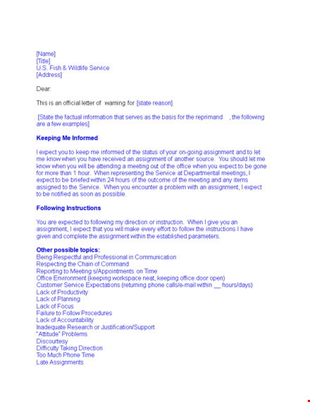 effective employee warning letter template - improve employee performance template