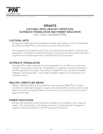report on grant application for california state grants template