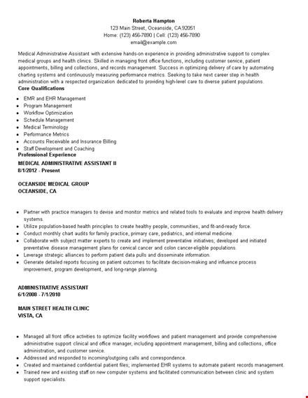 medical administrative assistant resume template