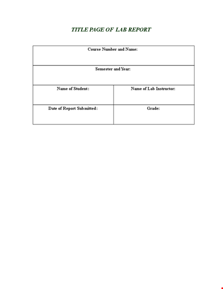 lab report template: easily record objectives & results in one place template