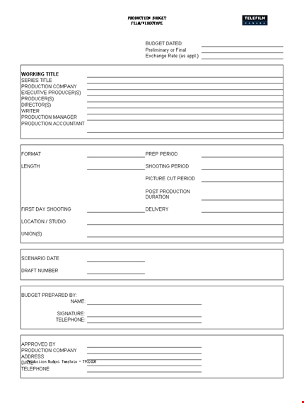 film budget template - effective company production budget & title period template