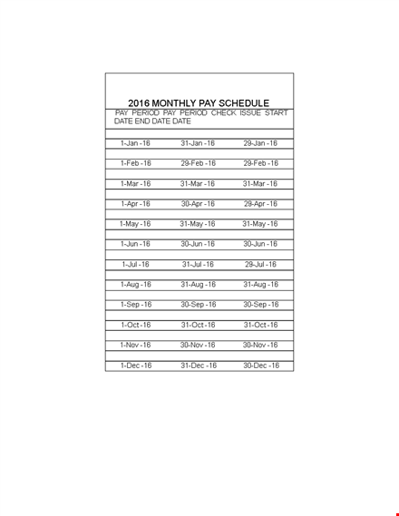 monthly payment schedule template template