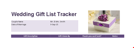 wedding gift list tracker template