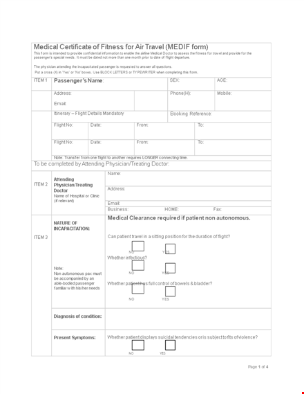 fit to travel note for doctors | flight medical clearance | passenger wheelchair assistance template