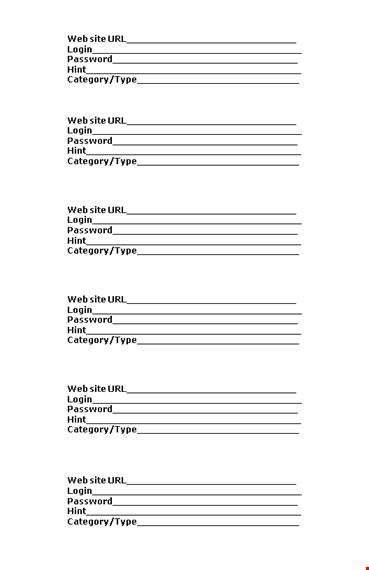 password list template - securely manage your login information template