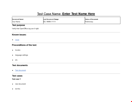 download test case template - improve your testing efficiency template