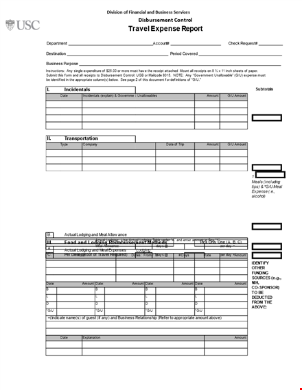 travel expense report template for business, government, and services, including expenses template