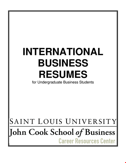 international business resume template