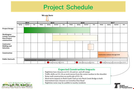 project schedule for construction: public summer and spring plans template