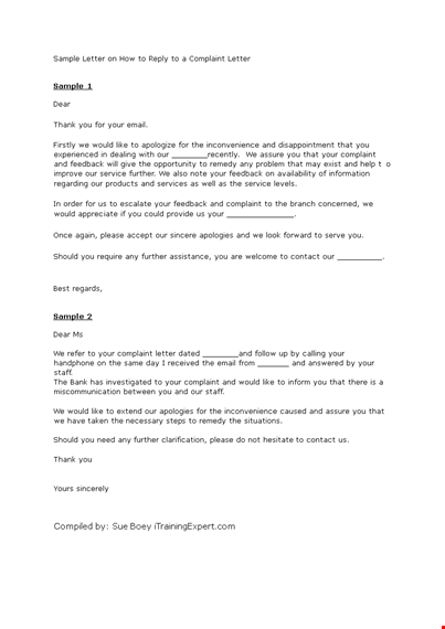 reply to customer complaint: sample letter and feedback template