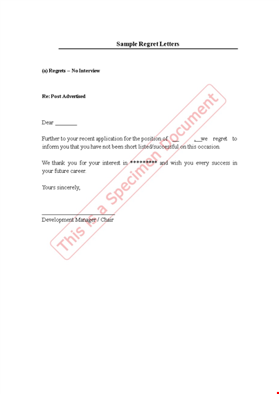 sample rejection letter: how to regretfully decline an interview template