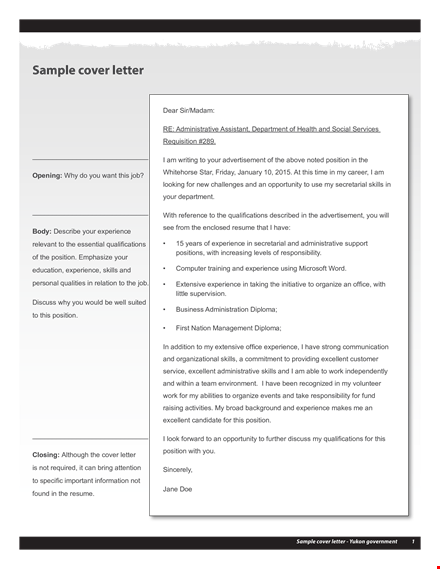 experienced resume cover letter format - sample for microsoft yukon template