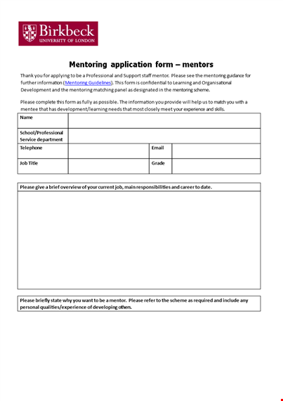 mentoring application form mentors template