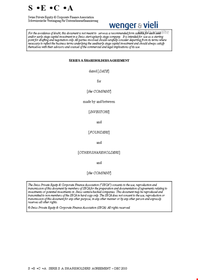 shareholder agreement: key terms for company shareholders template