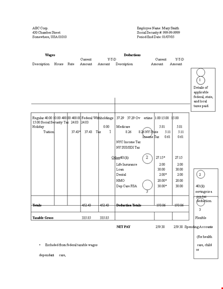 create professional pay stubs with our pay stub template - street & amount included template