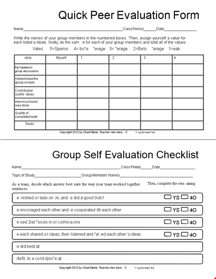 effective self-evaluation examples to score high in group assessments template