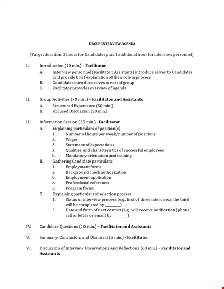 group interview agenda template