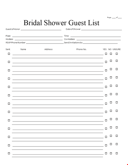free bridal shower gift list template template