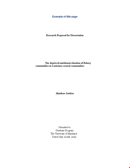 research proposal title page: an example for effective community research template