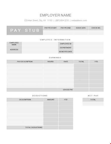 free pay stub template template
