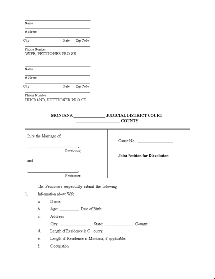divorce papers template - easy support for parties and child template