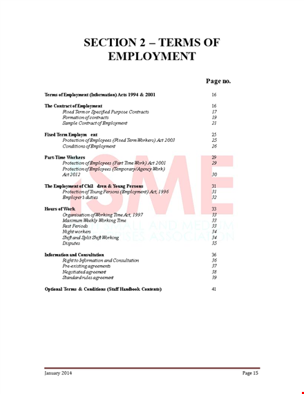 employment contract template for company and employees template