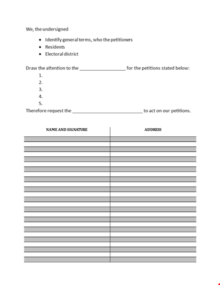 create an effective petition | identify terms, get signatures: petition template template