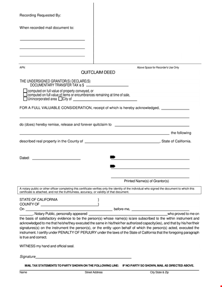 state quit claim deed template | legal document template template