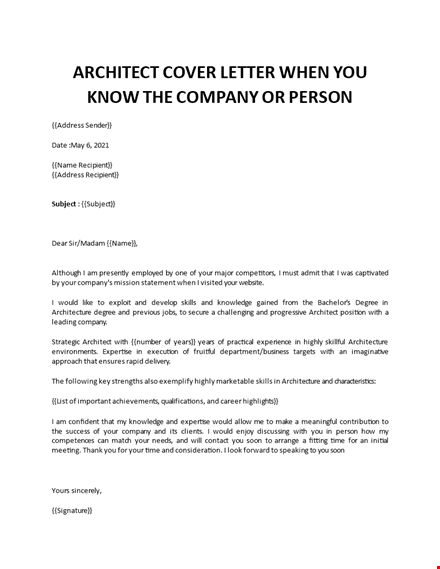 architect cover letter  template