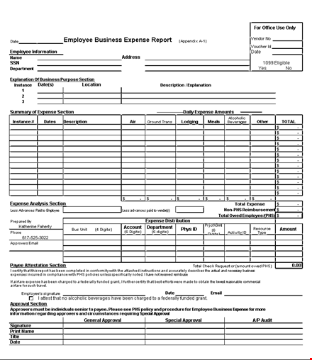 free expense report template for employee expenses - download now template