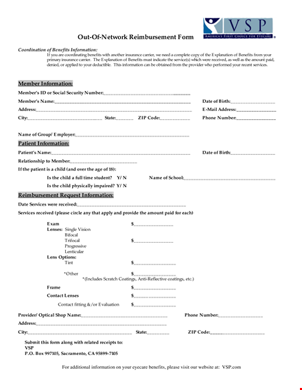 member benefits: submit a reimbursement form for your received information template