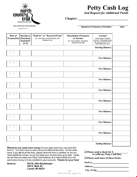 maintain accurate petty cash balance with our easy-to-use log template