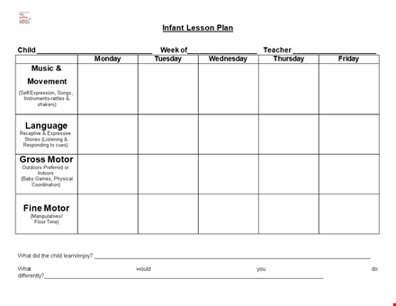 engaging infant lesson plan | music, character activities, and movement template