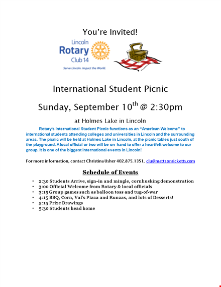 welcome international students to the lincoln picnic with our picnic flyer template template