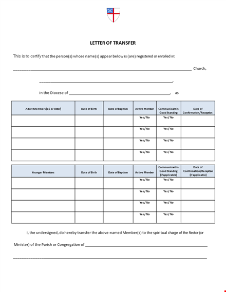 membership transfer letter format template