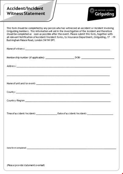 accident witness statement form - complete your incident statement template