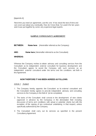 consultant contract agreement template - create a professional agreement with your company template