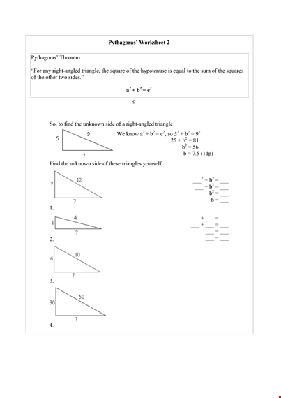 pythagorean theoremright triangles template