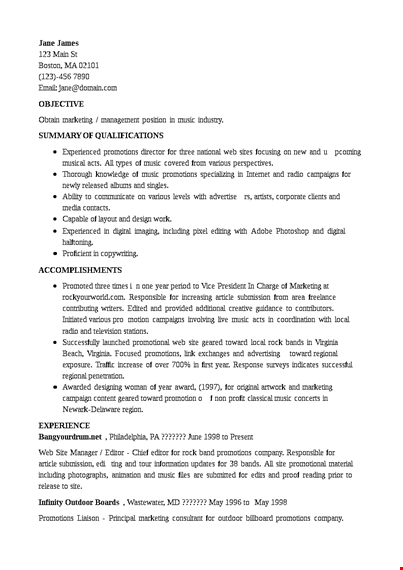 experienced it marketing resume template