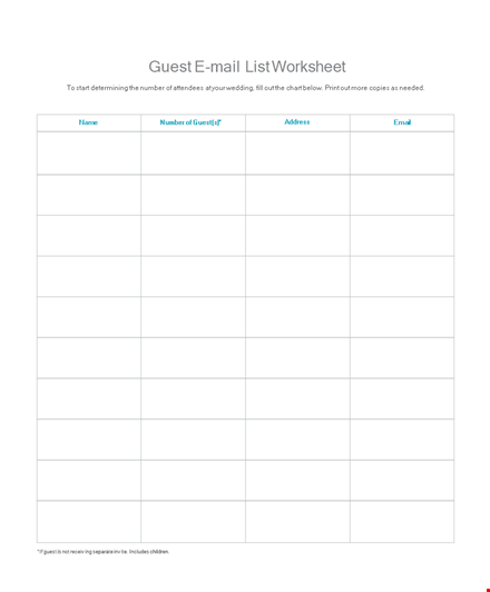 email list template for guest: create and manage email lists with this worksheet template