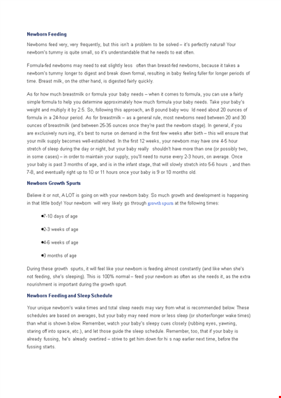 newborn baby feeding schedule template template