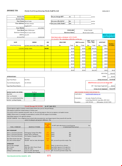 invoice supermarket f&b template