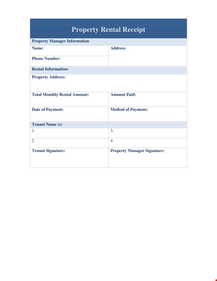 property rental receipt template