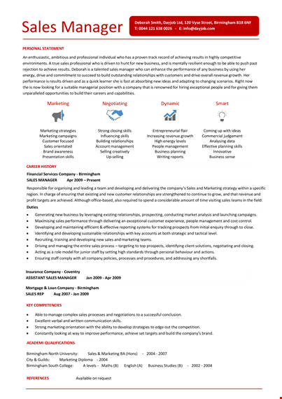 sales manager resume example template