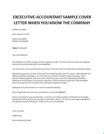 executive accountant cover letter template