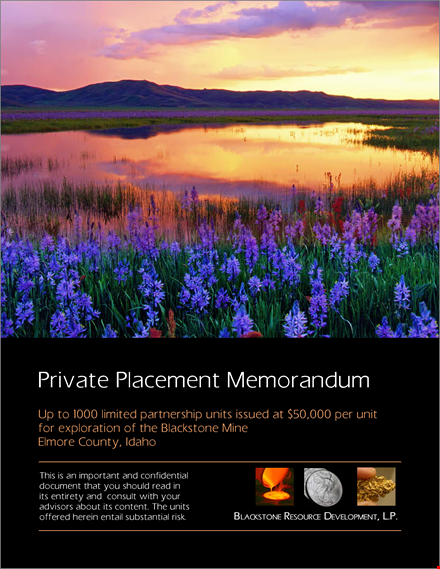 mining private placement memorandum | general partnership & partner options template