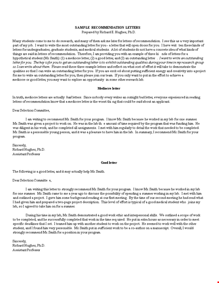 outstanding formal recommendation letter format for smith template
